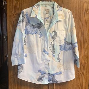 Chico's No Iron Cotton Blouse Sz 2 (12)